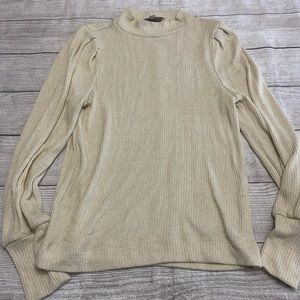 Loft Womens Cream Gold Sparkle Sweater Size Small.